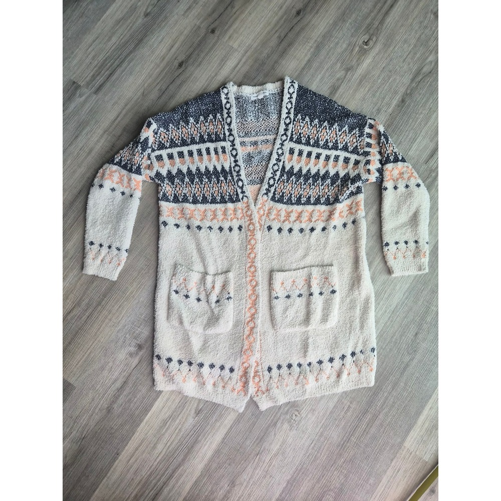 Newbury Kustom Women Small Popcorn Knit Cardigan Southwestern Open Front Sweater